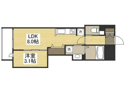 月光 大雲寺(1LDK/9階)の間取り写真
