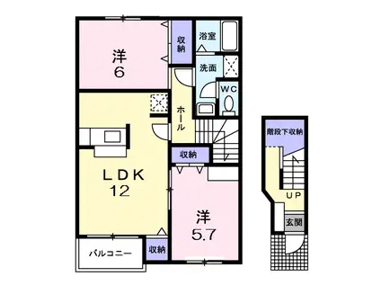 ラックヒルズC(2LDK/2階)の間取り写真