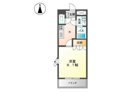 グランディア(1K/2階)の間取り写真