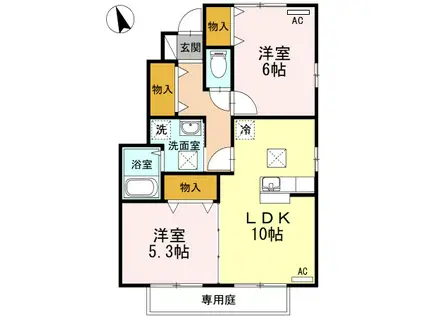 セジュールヴァンセンヌA(2LDK/1階)の間取り写真