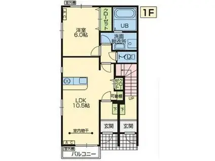 ランシェII(1LDK/1階)の間取り写真