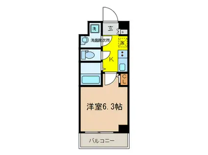 HARUMA FLAT(1K/3階)の間取り写真