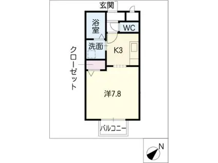 カルティエ・サンセール(1K/1階)の間取り写真