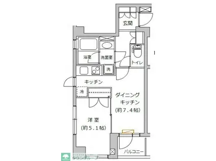 エスコートノヴェル白金高輪(1DK/2階)の間取り写真