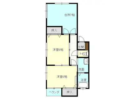 コーポジョーシン金谷(2DK/1階)の間取り写真