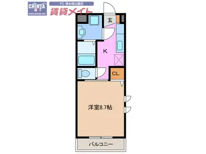 アメニティ江戸橋(1K/4階)の間取り写真