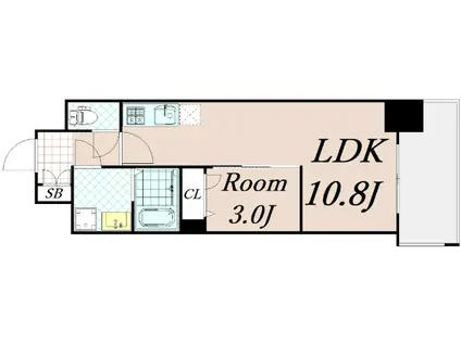ソルテラスKYOTO西大路 瑠(1LDK/2階)の間取り写真