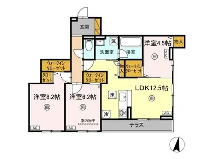 ベルニー太田(3LDK/1階)の間取り写真