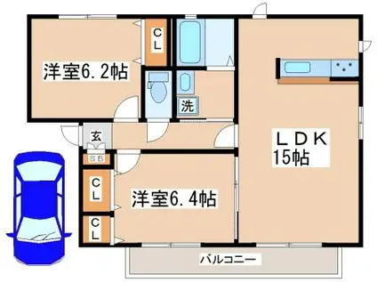 レクレドール西舞子(2LDK/2階)の間取り写真