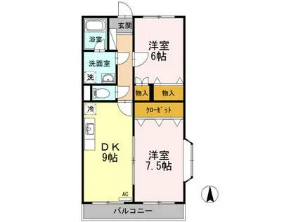 GNOSISII(2DK/2階)の間取り写真