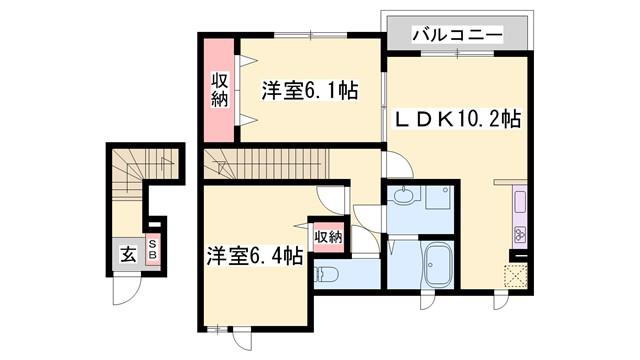 ライラック グレース(2LDK/2階)の間取り写真