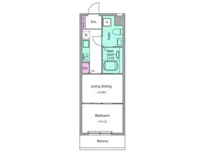 コルティーレ上北沢(2K/2階)の間取り写真