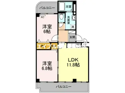 PLEIADES B棟(2LDK/3階)の間取り写真