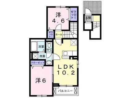 シャルム南葉山(2LDK/2階)の間取り写真