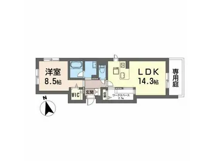 プロムナード(1LDK/1階)の間取り写真