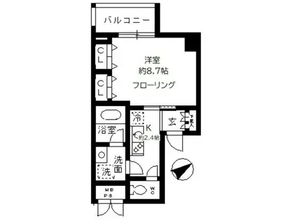 ベル ドミール 目黒(1K/5階)の間取り写真