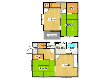 神辺サンハイム(3SDK/1階)の間取り写真