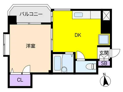 フリックコート(1DK/3階)の間取り写真