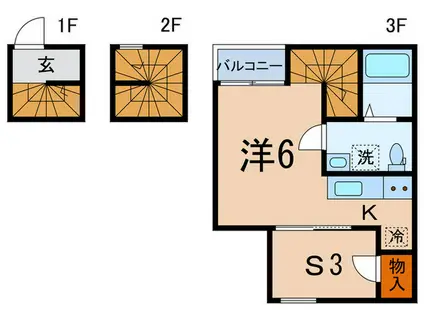 クレア神楽坂(1SK/3階)の間取り写真