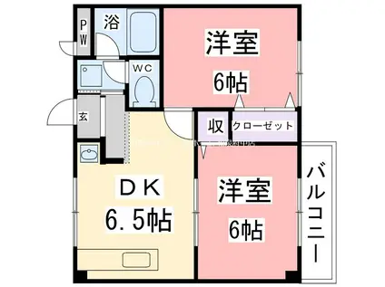 カーサタナカ(2DK/2階)の間取り写真