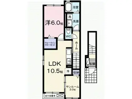 クリスタル・II(1LDK/2階)の間取り写真