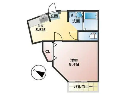 グリーンヒル金指A(1DK/2階)の間取り写真