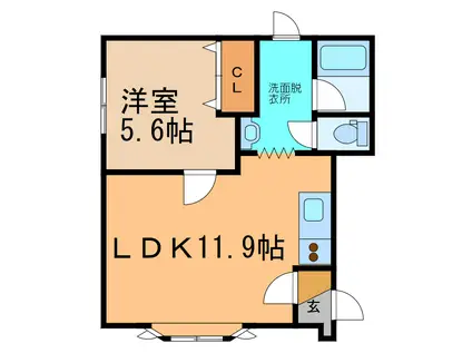 ミュール南(1LDK/1階)の間取り写真