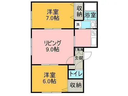 リバティ東雲(2LDK/1階)の間取り写真