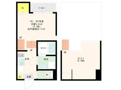 ハイツ蔵(1K/1階)の間取り写真