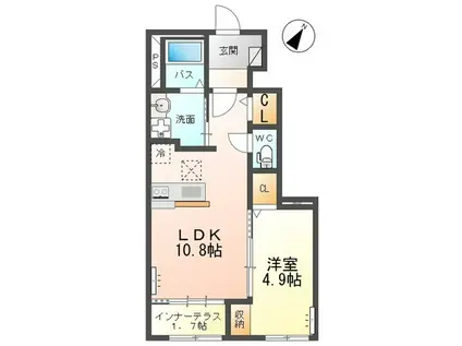 リバティコートH&M V(1LDK/1階)の間取り写真