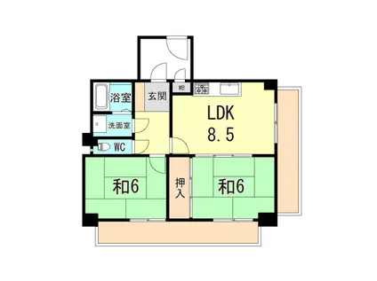 イスズハイツベル加島II(2LDK/2階)の間取り写真