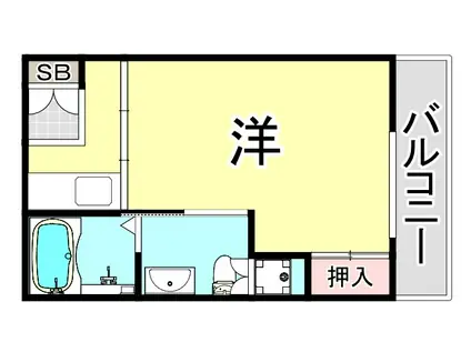 ヒルサイド北名次(ワンルーム/3階)の間取り写真