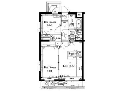 アクサス西新宿(2LDK/4階)の間取り写真