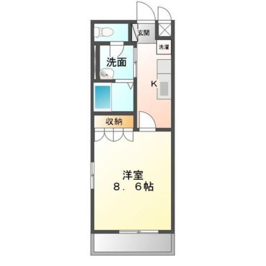シルバーアース(1K/2階)の間取り写真