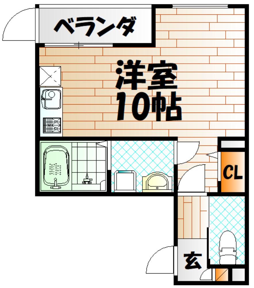 CALM三萩野(ワンルーム/3階)の間取り写真