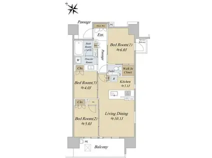シティハウス巣鴨(3LDK/8階)の間取り写真