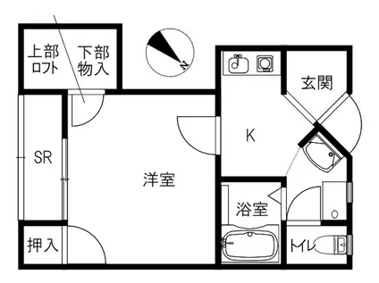 DORMITORY BELLIII(1K/2階)の間取り写真