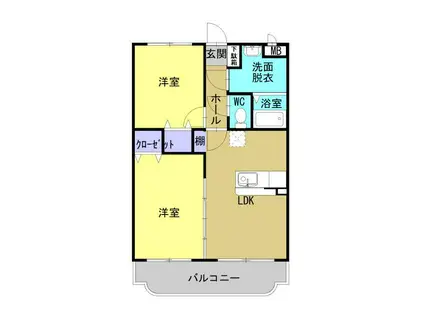 ウィン・パルII(2LDK/3階)の間取り写真