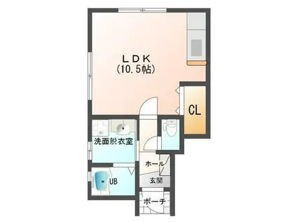 BRISA(ワンルーム/1階)の間取り写真