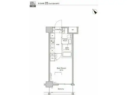プラウドフラット戸越公園(1K/3階)の間取り写真