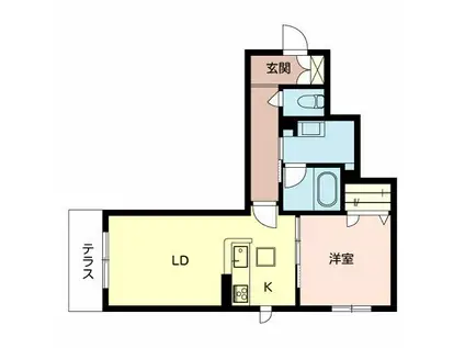 レーヴ・ラ・メール(1LDK/1階)の間取り写真