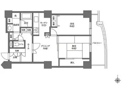 文京グリーンコート ビュータワー本駒込B(2DK/12階)の間取り写真
