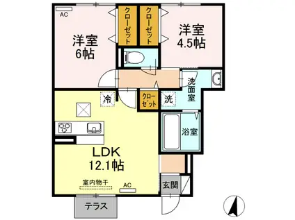 フォンテーヌ(2LDK/1階)の間取り写真