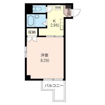 ソレイユ三和(1K/4階)の間取り写真