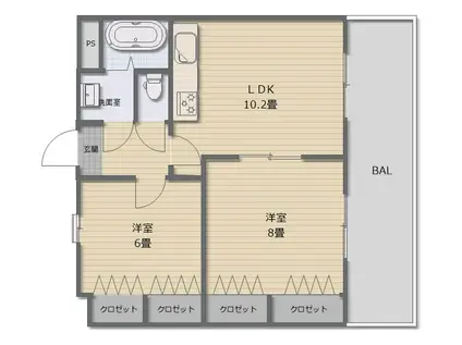 アーバンKN5(2LDK/3階)の間取り写真