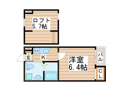 エクソルテション(1K/1階)の間取り写真
