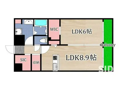 京橋パンション(1LDK/2階)の間取り写真