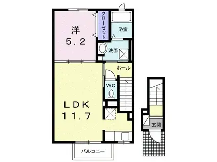 ウメミツハウス2(1LDK/2階)の間取り写真