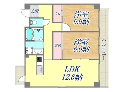 ソアールK(2LDK/5階)の間取り写真