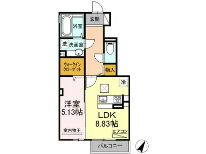 G.H.I(1LDK/1階)の間取り写真